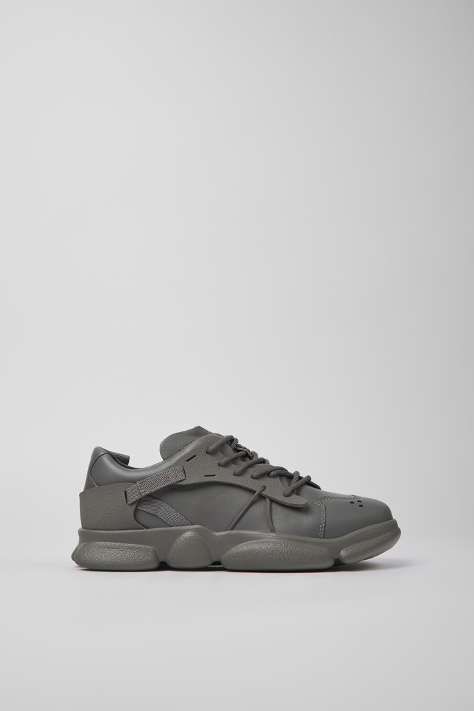 Karst Gray leather and textile sneakers for women