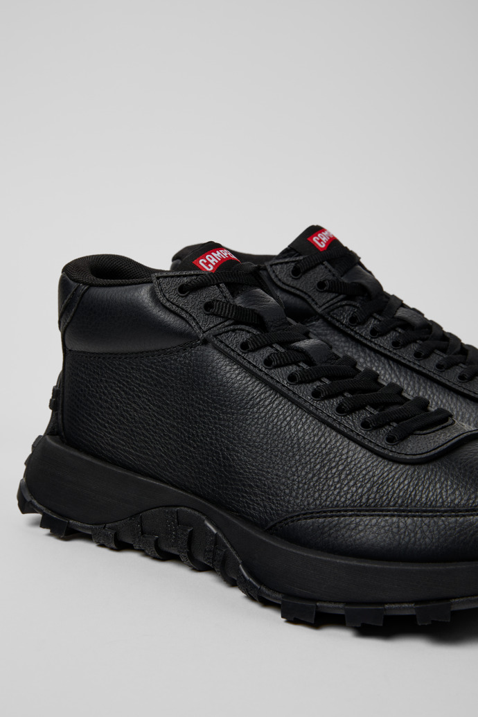 Drift Trail Black Leather Sneaker Booties for Women.