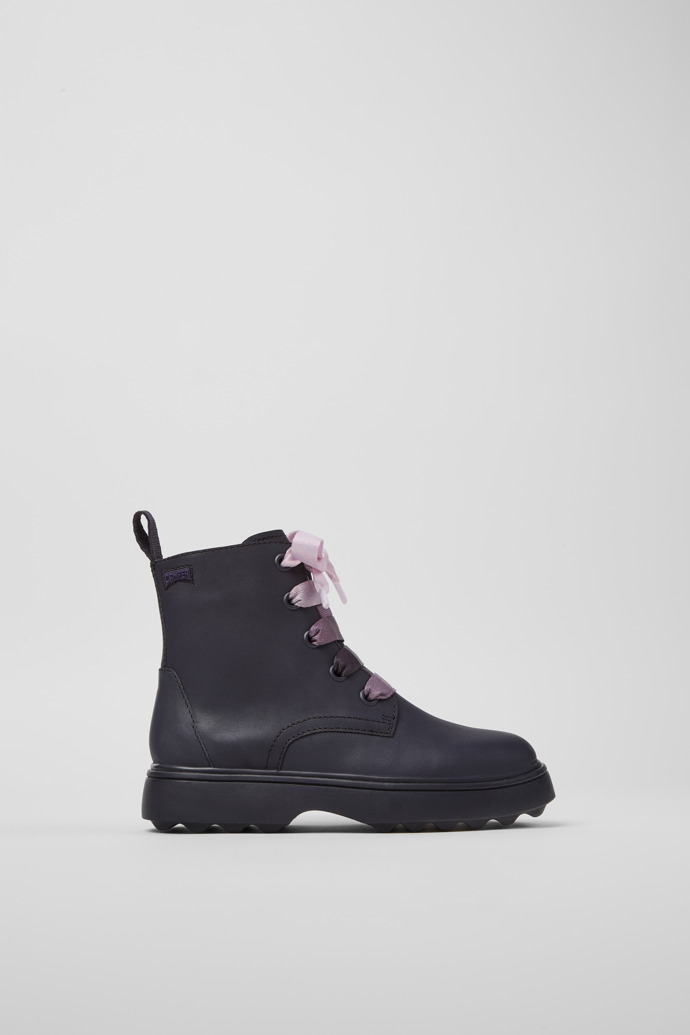 Norte Purple leather ankle boots for kids