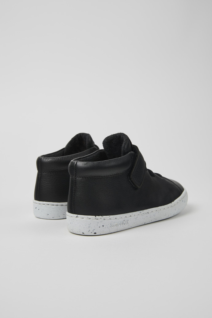 Peu Touring Black leather ankle boots for kids