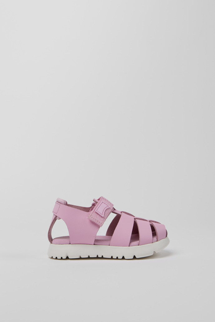 Oruga Pink leather and textile sandals