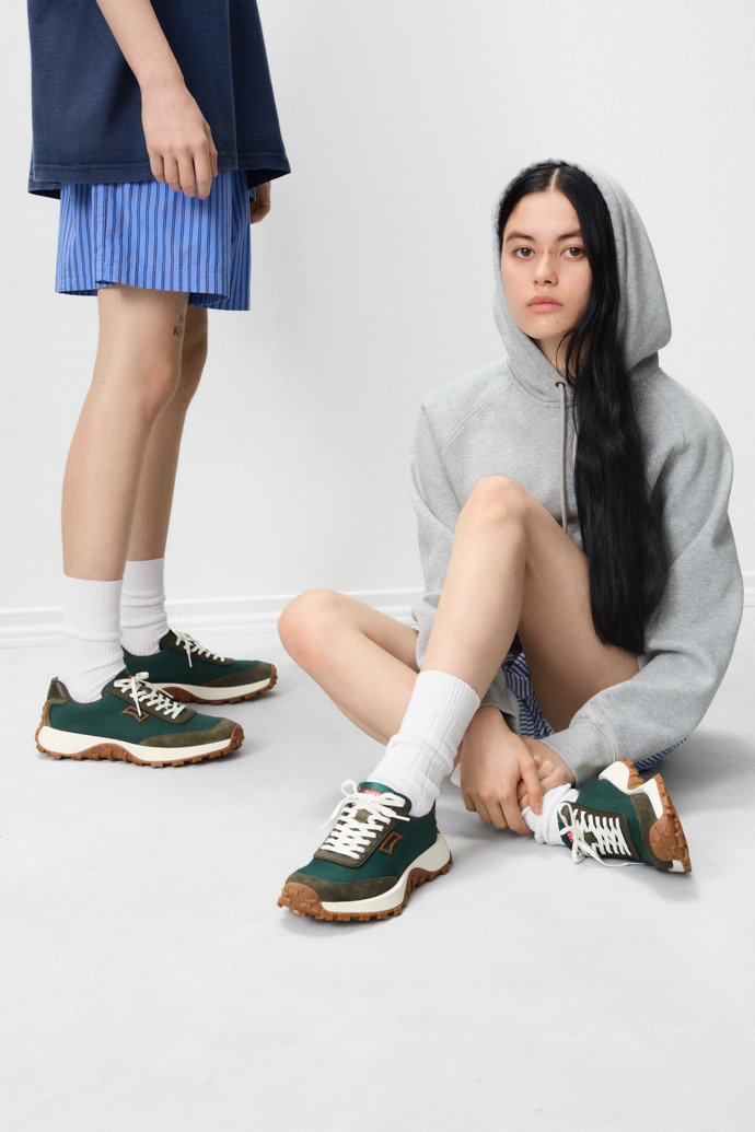 Drift Trail Green Recycled PET and Leather Sneakers for Women.