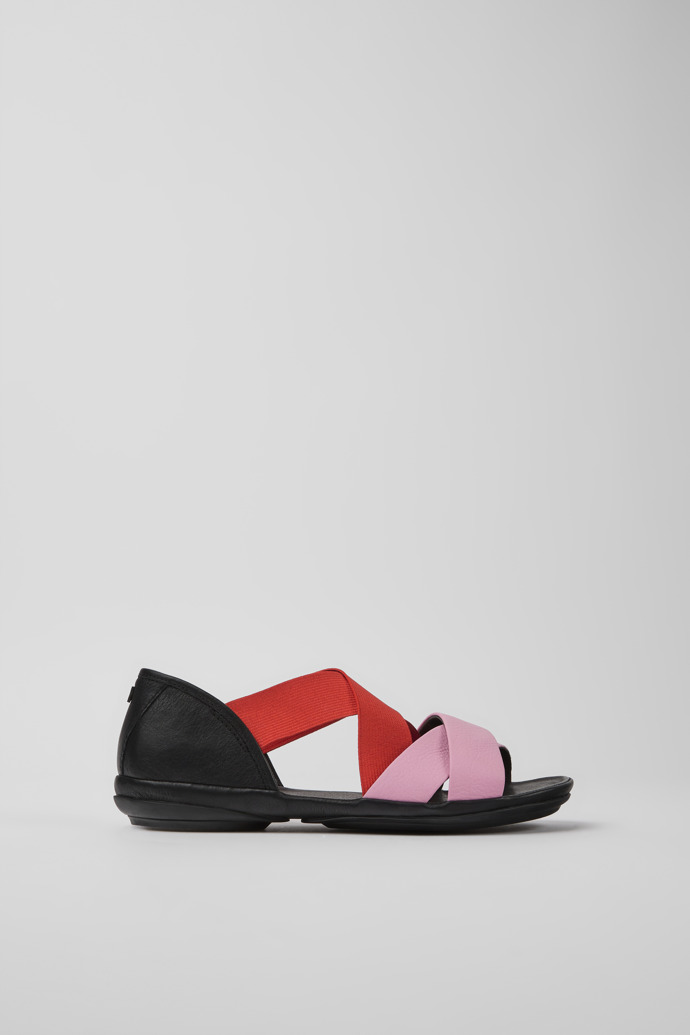 Twins Pink and red leather sandals for women
