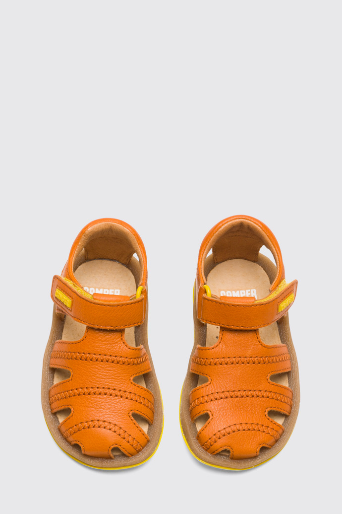 Bicho Closed dark orange T-strap sandal for kids