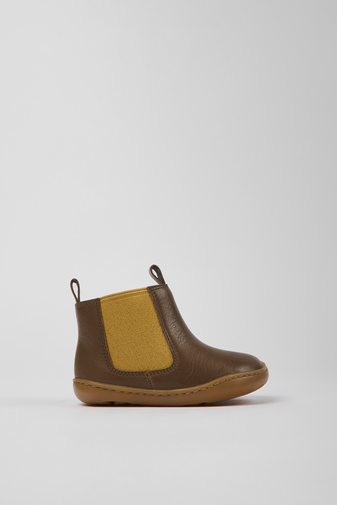 Peu Brown leather boots for kids