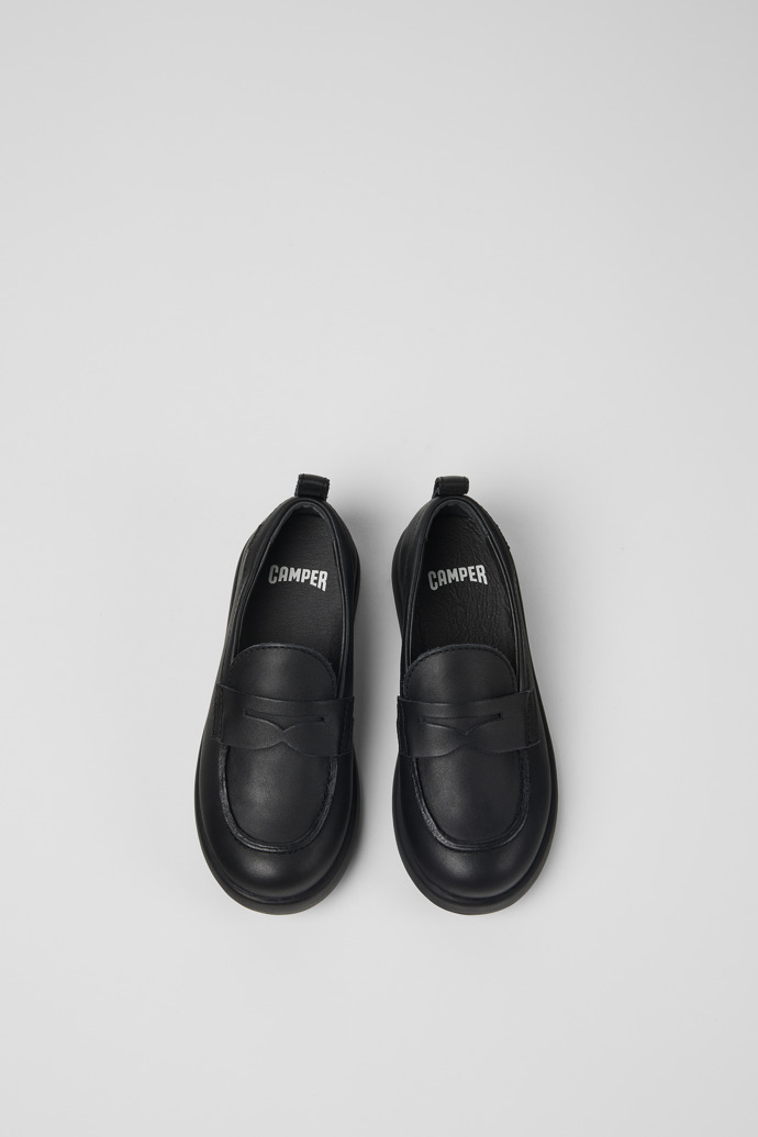 Duet Black Leather Ballerinas for Kids.