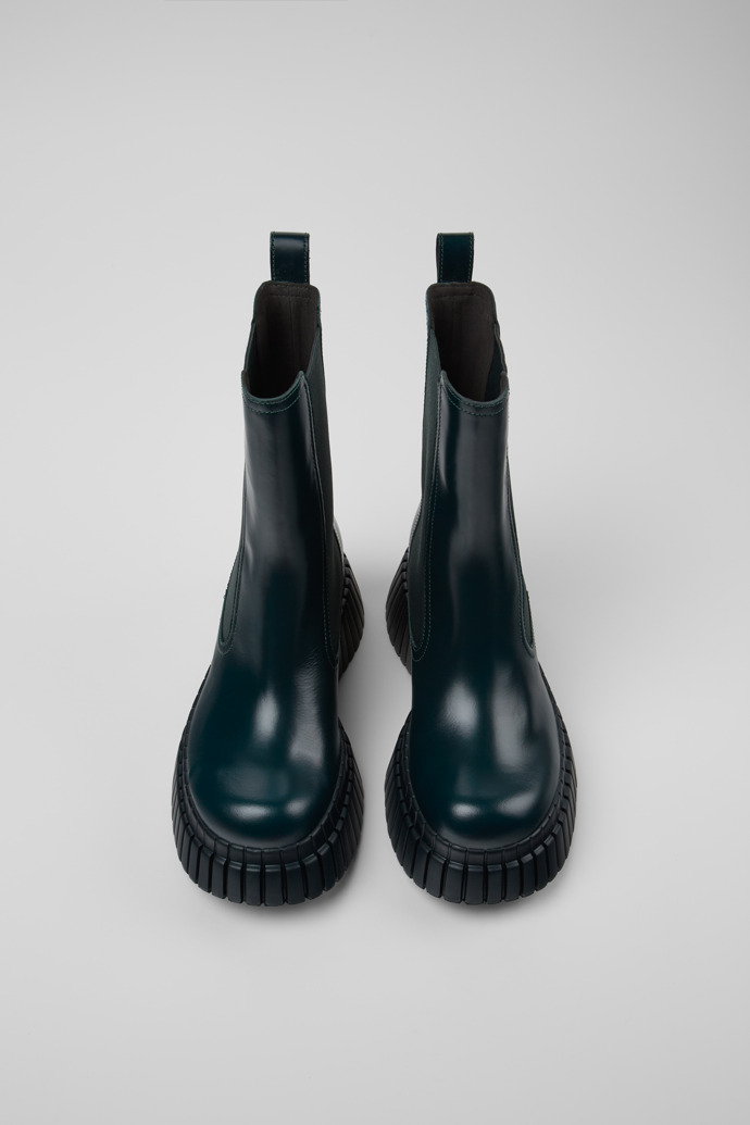 BCN Green leather chelsea boots for women