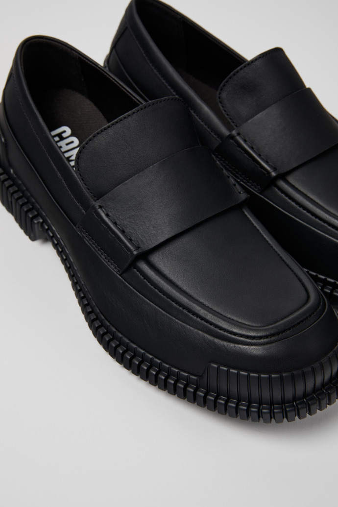 Pix Black Leather Mocasin Shoes for Men.