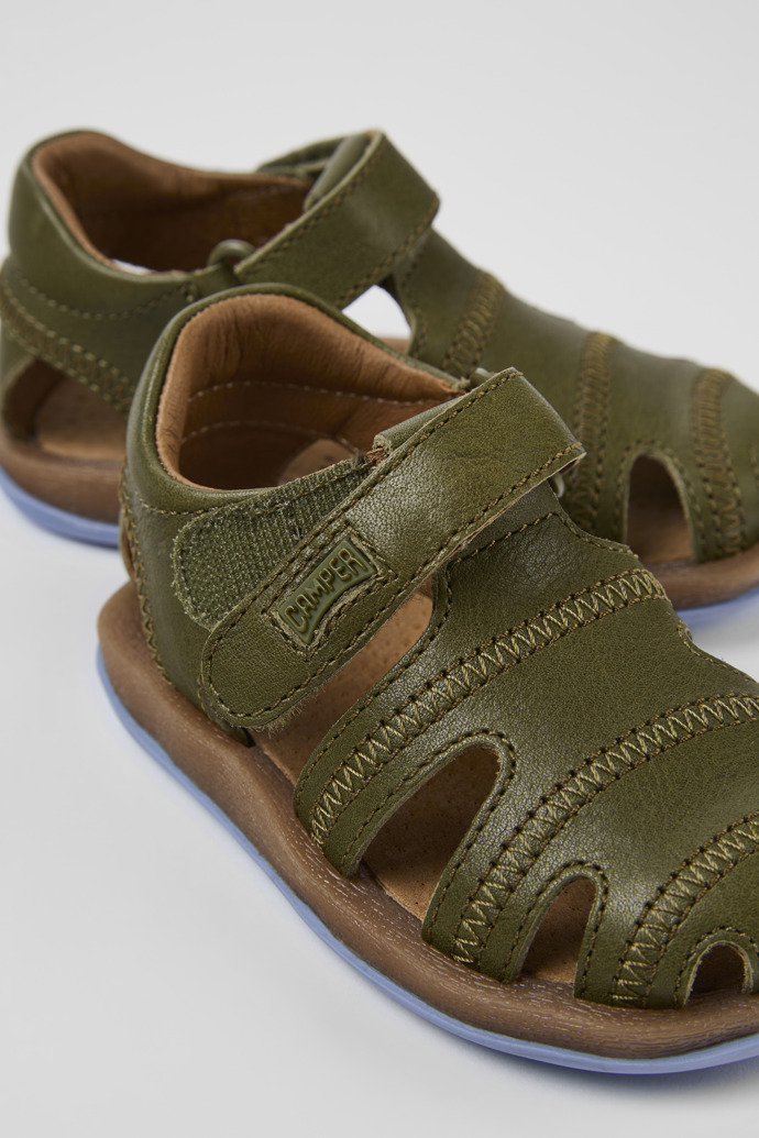 Bicho Green Leather Sandal
