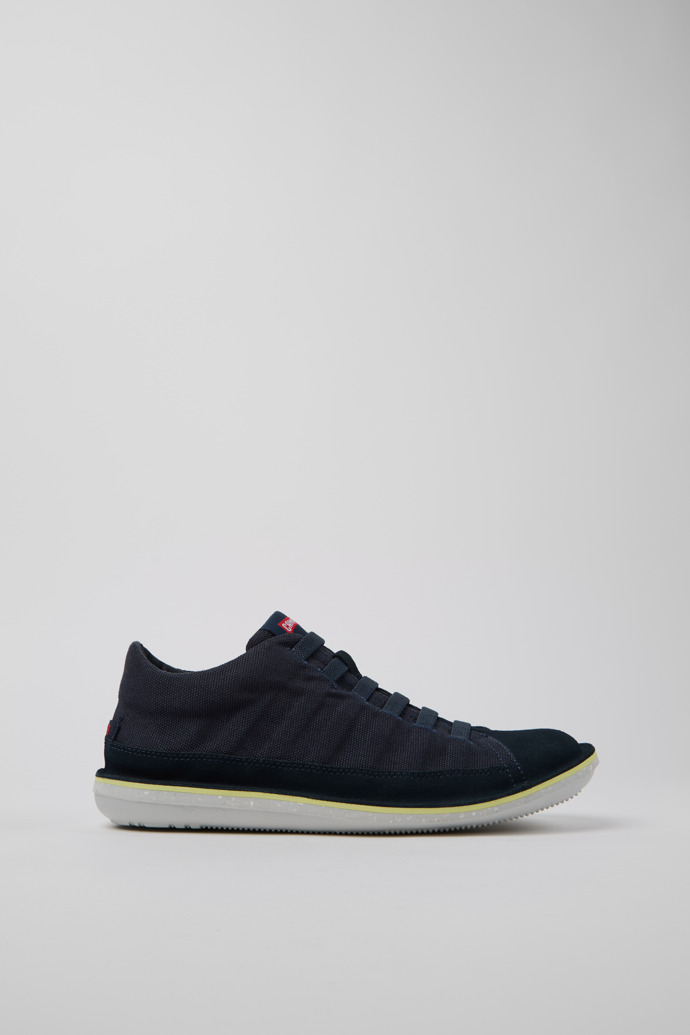 Beetle Blue Recycled Cotton and Nubuck Ankle Boots for Men.