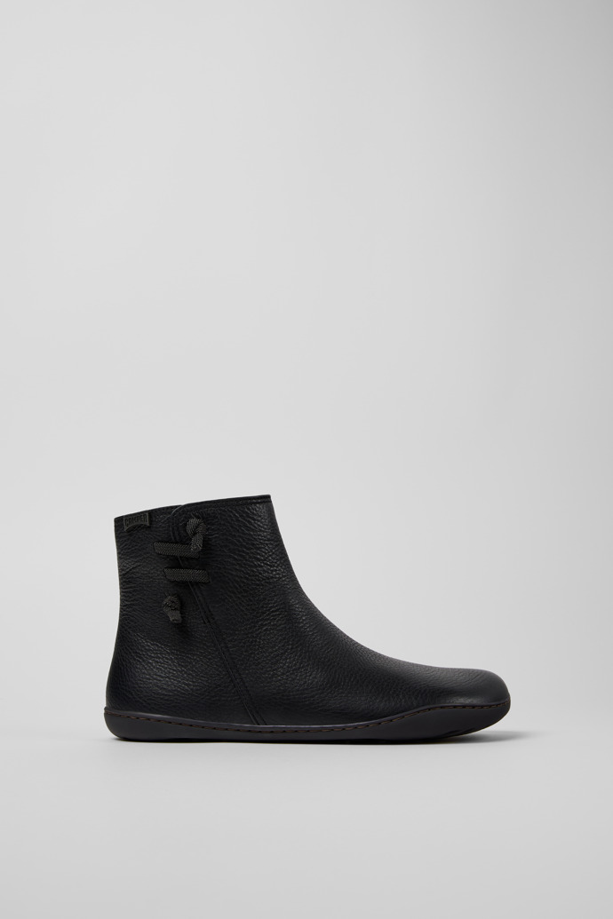 Peu Black Leather Ankle Boots for Women.
