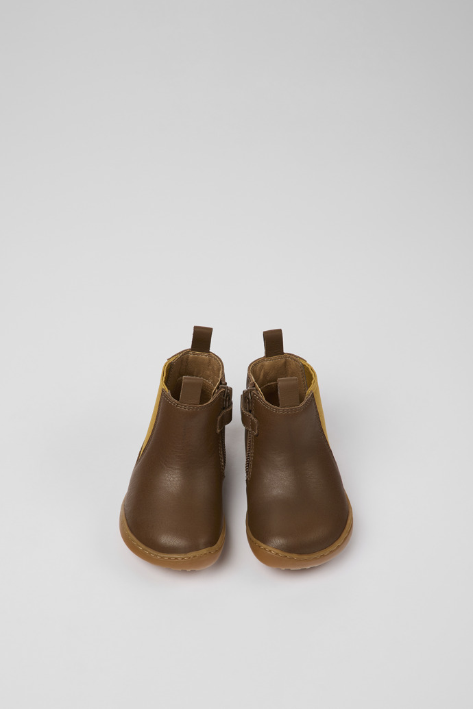 Peu Brown leather boots for kids