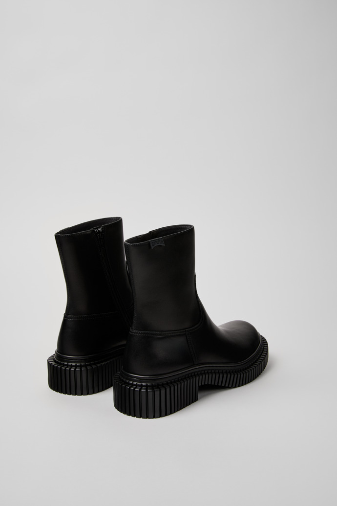 Pix Berlin Black Leather Mid Boots for Men.