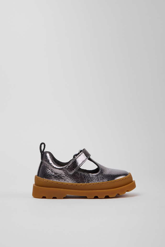 Brutus Silver Leather Shoes for Children.