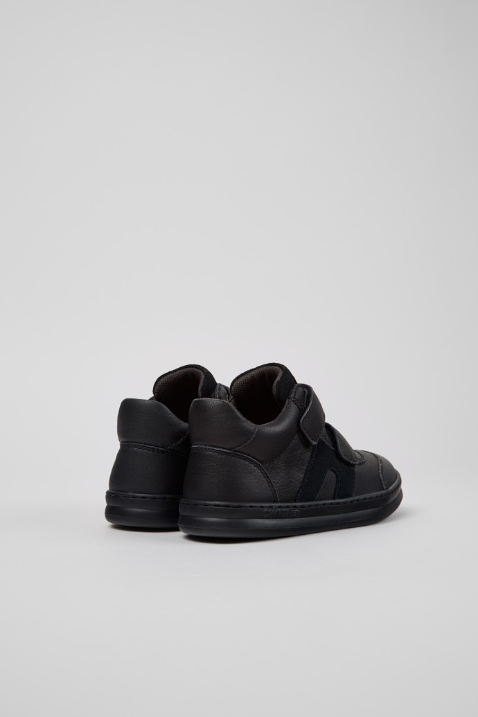 Runner Black Leather/Nubuck Sneaker Booties for Kids.