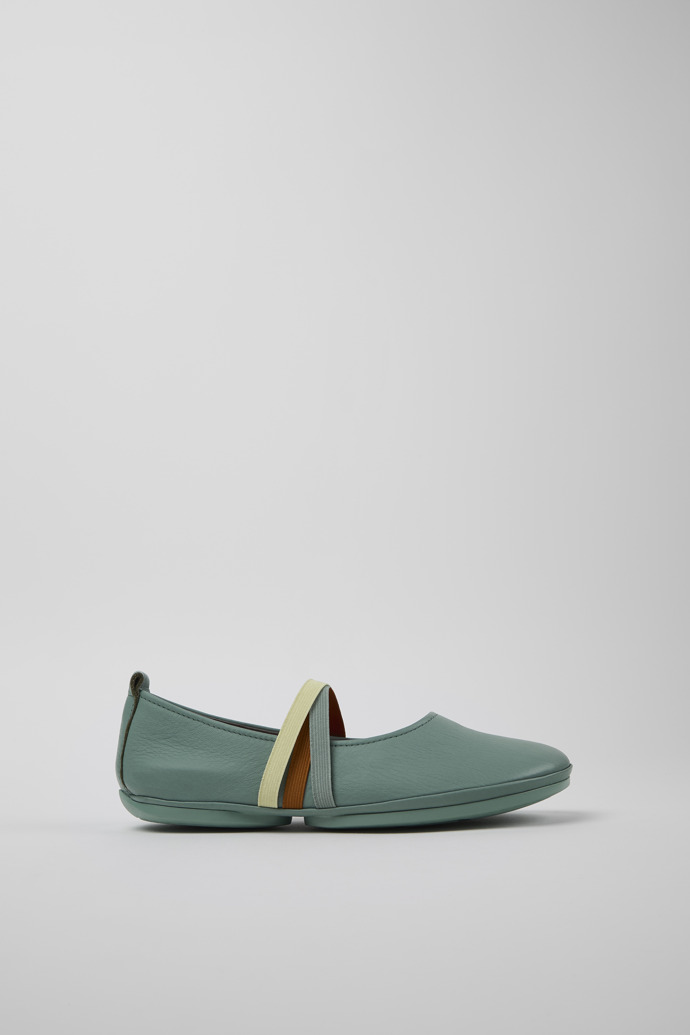Twins Green Leather Moccasin Ballerina for Women.