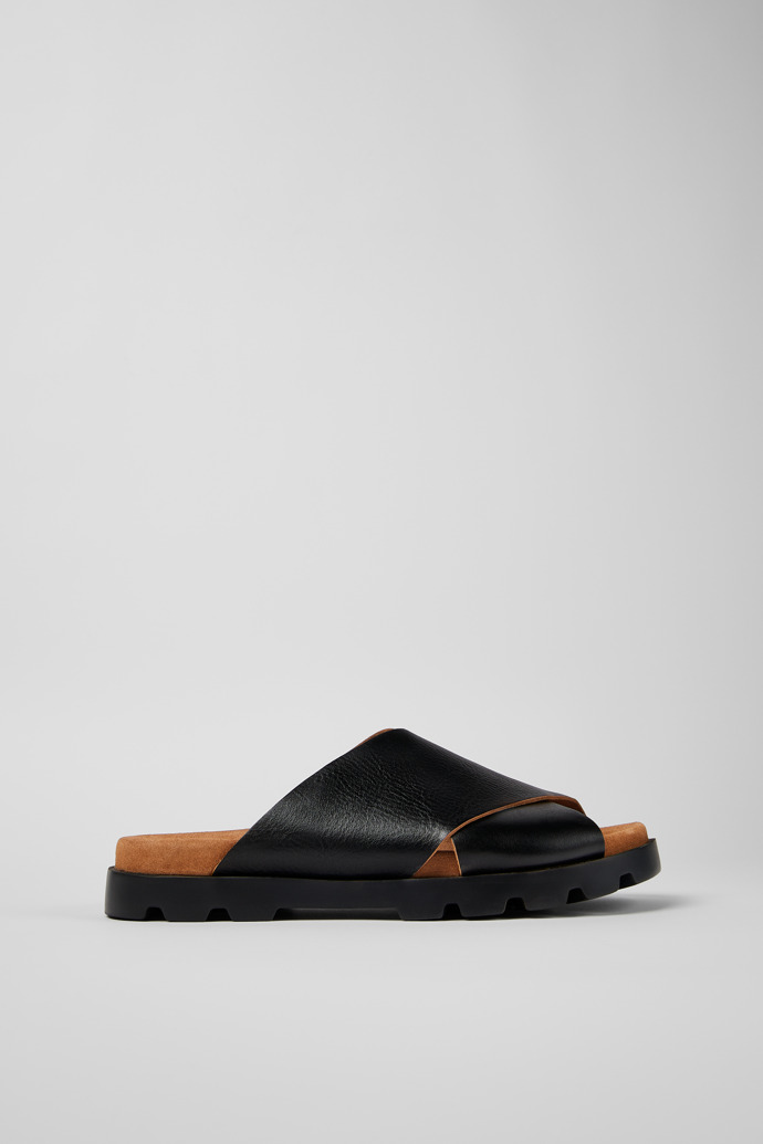 Brutus Sandal Black Leather Cross-strap Sandal for Men