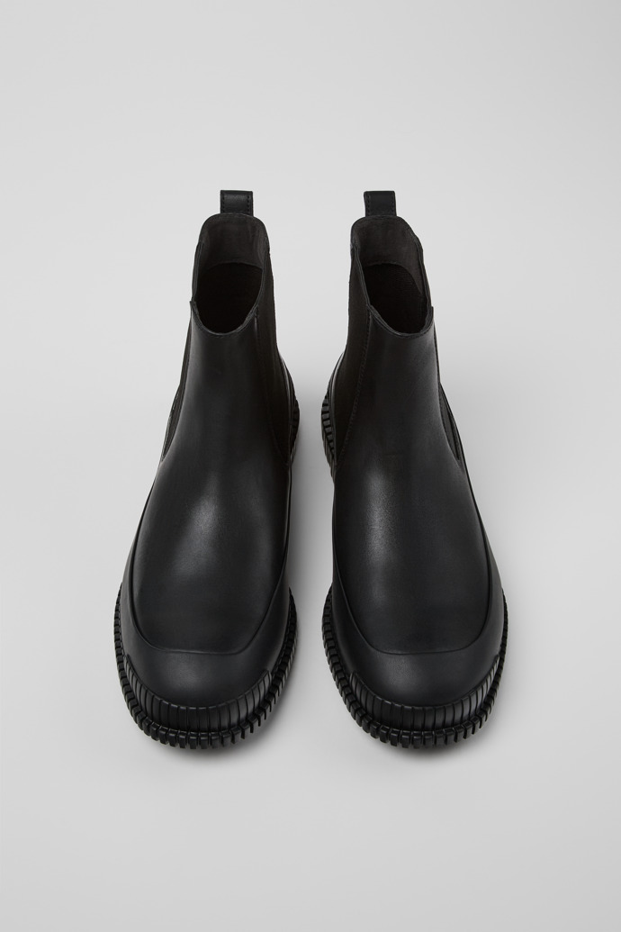 Pix Black Leather Ankle Boots for Men.