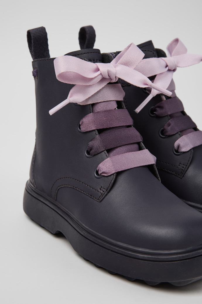 Norte Purple leather ankle boots for kids