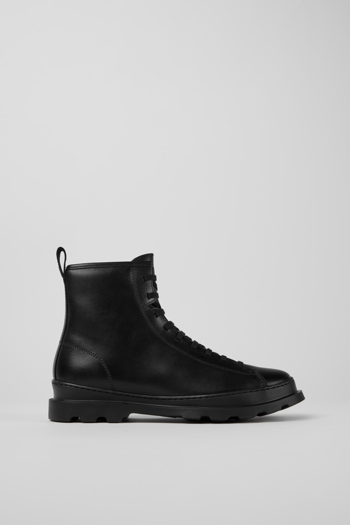 Brutus Black Leather Men's Mid Boots.