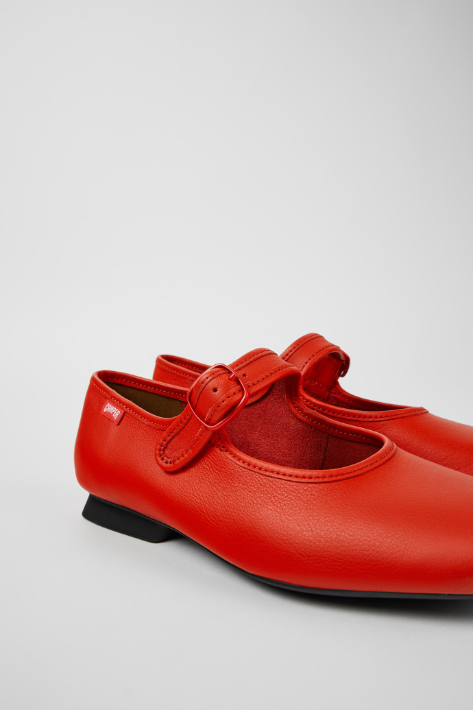 Casi Myra Red Leather Shoes for Women.