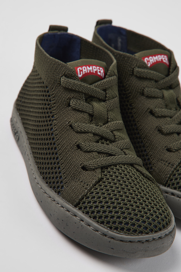 Peu Touring Green textile ankle boots for kids