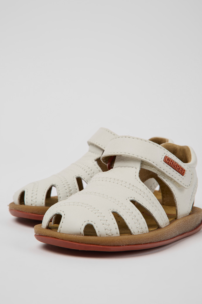 Bicho White leather sandals for kids