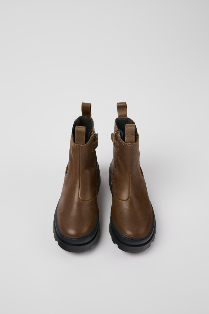 Brutus Brown leather Chelsea boots for kids