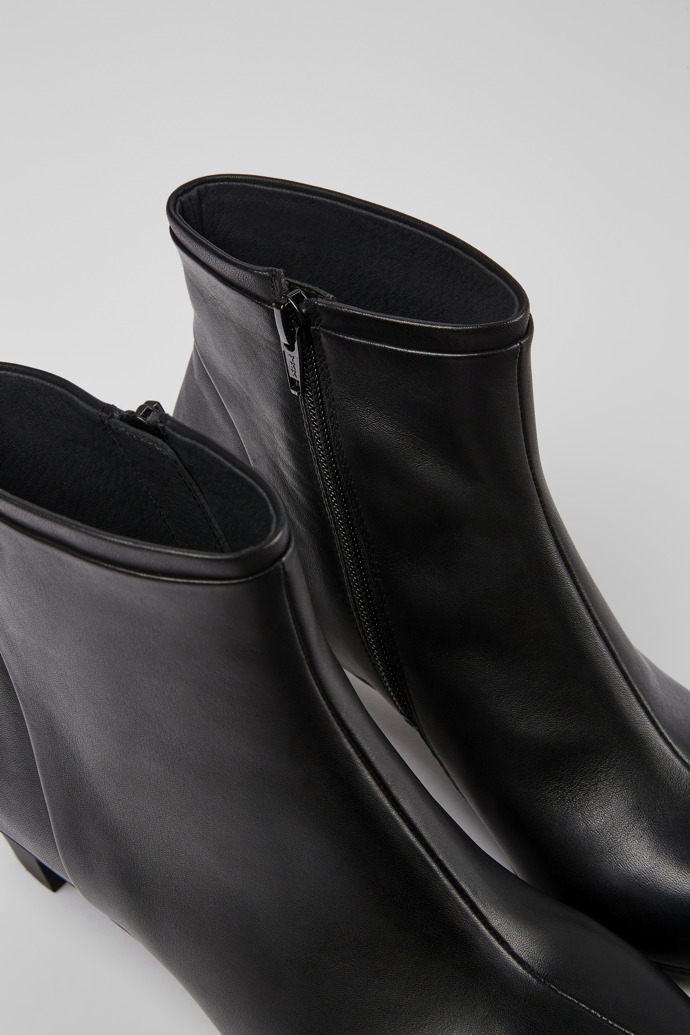 Helena Black Leather Ankle Boots for Women.