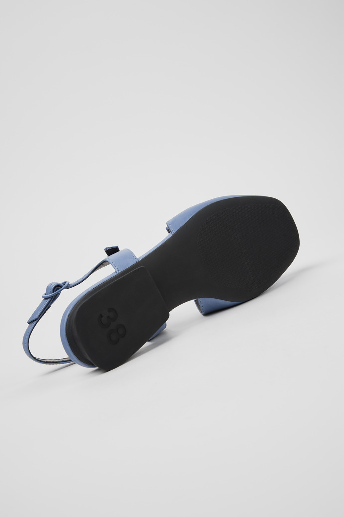 Casi Myra Blue Leather Semi-Open Shoes for Women.