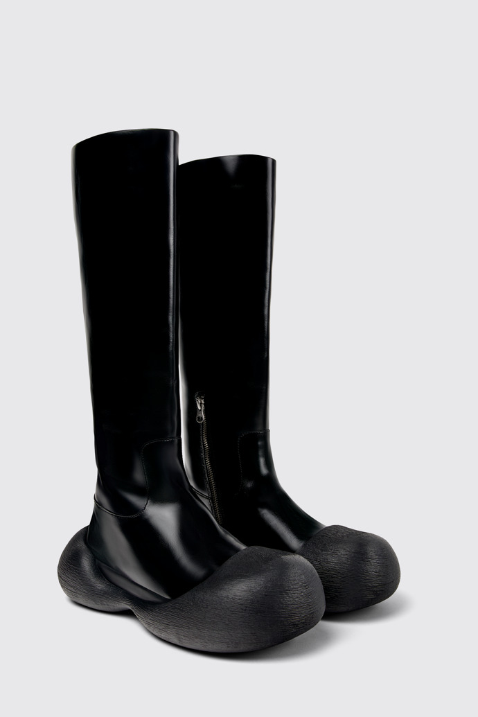 Caramba Black Leather Knee-High Boots