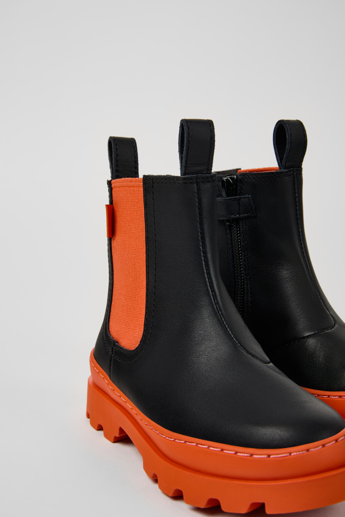 Brutus Black leather Chelsea boots for kids