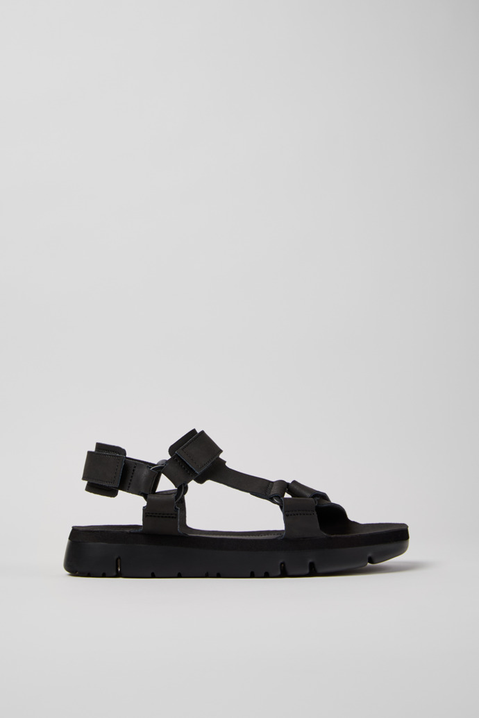 Oruga Black leather sandals for men