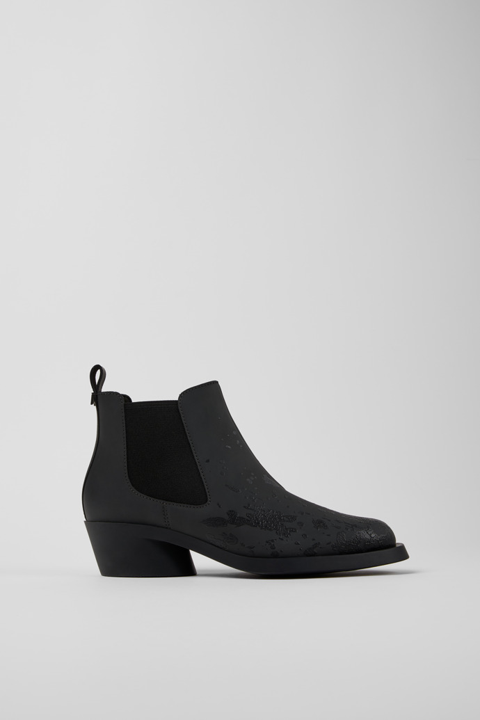 Bonnie Gray and black leather ankle boots for women