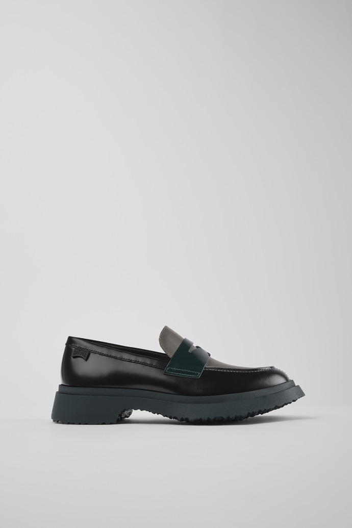 Twins Black and gray leather loafers for women