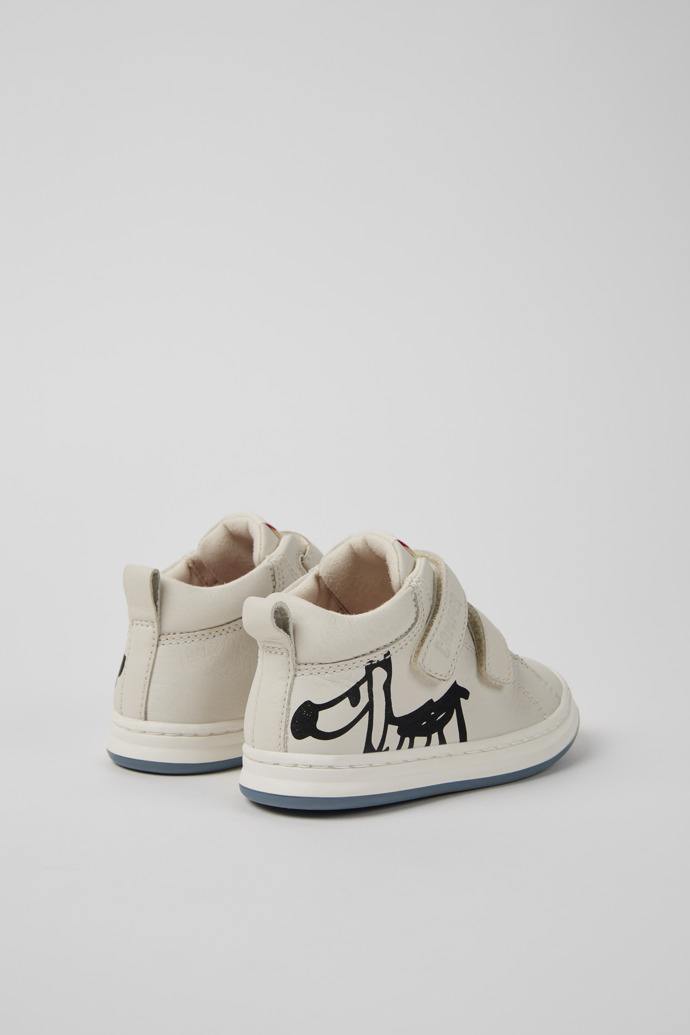 Twins White and black leather sneakers for kids