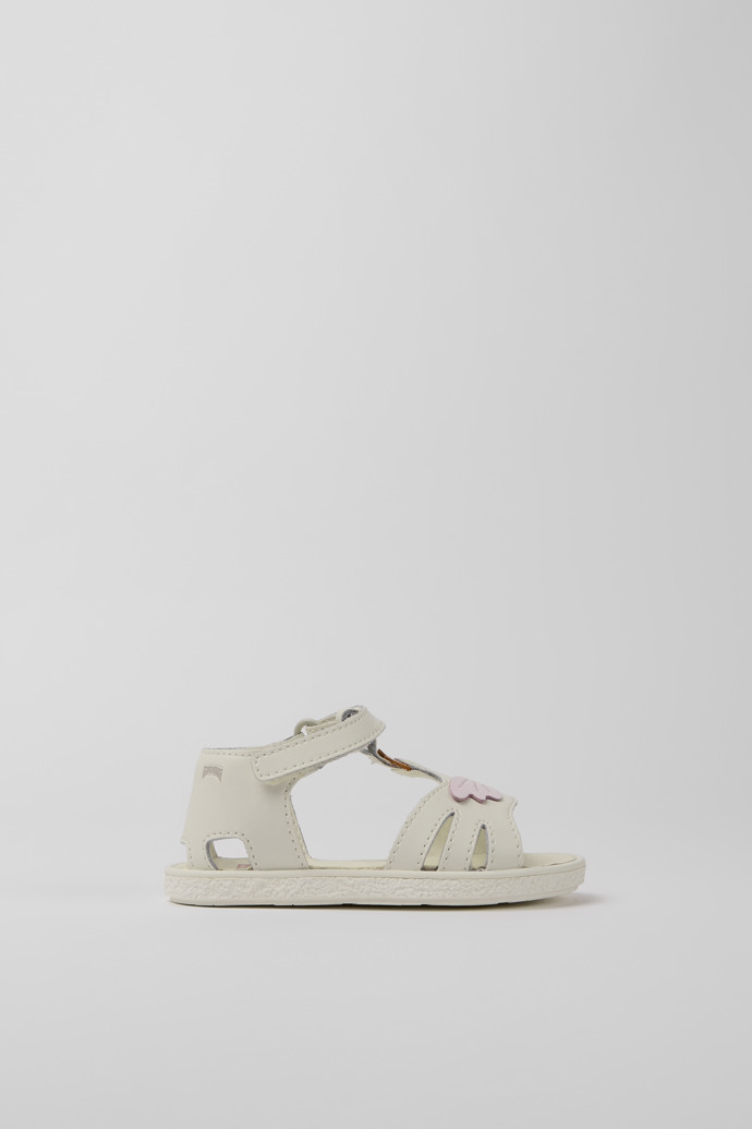 Miko White, pink, and yellow leather sandals