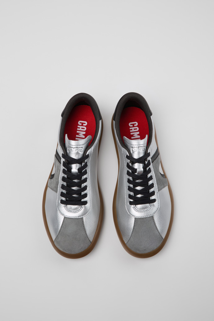 Pelotas Soller Silver-black Leather and Nubuck Sneakers for Men.