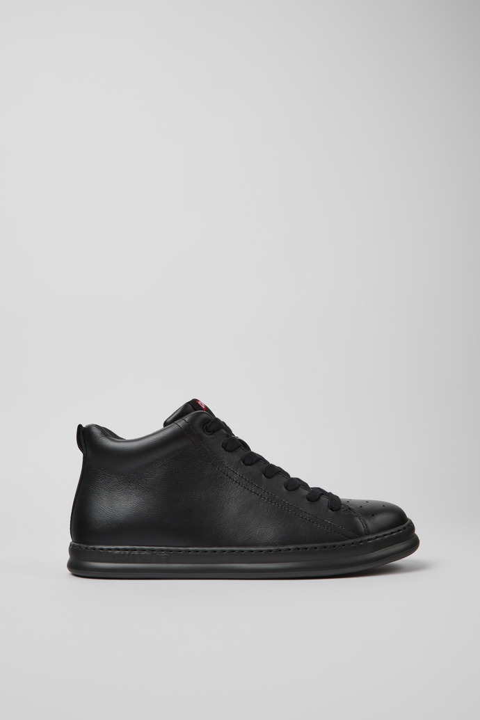 Runner Black Leather Ankle Boots for Men.