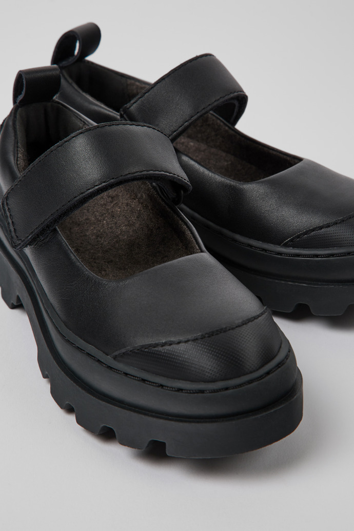 Brutus Black leather Mary Jane shoes for kids