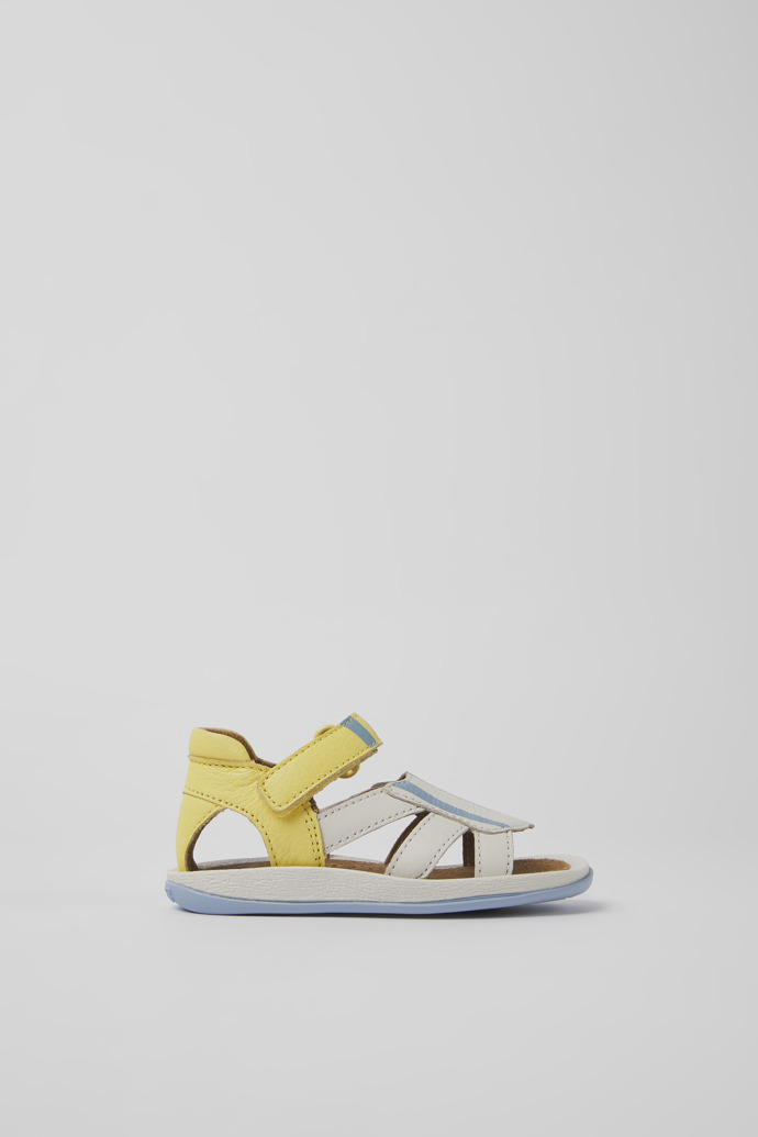 Twins Yellow and white leather sandals for kids
