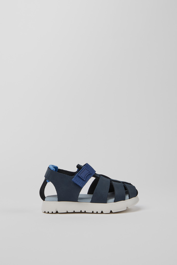 Oruga Blue leather and textile sandals