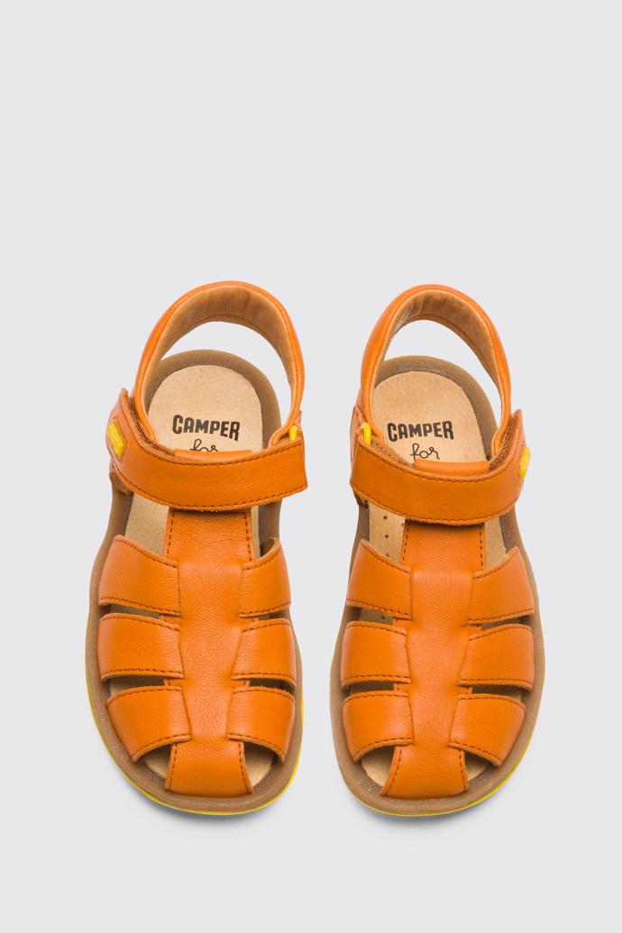 Bicho Closed dark orange T-strap sandal for kids