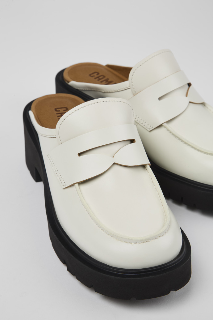 Milah White Leather Clog for Women