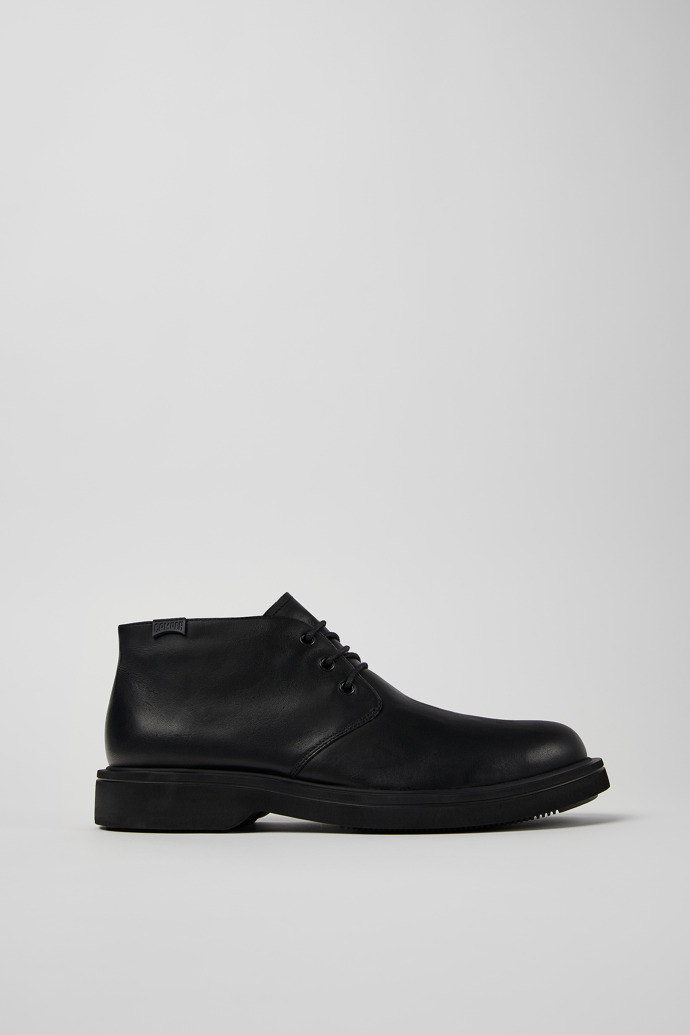 Norman Black Leather Ankle Boots for Men.