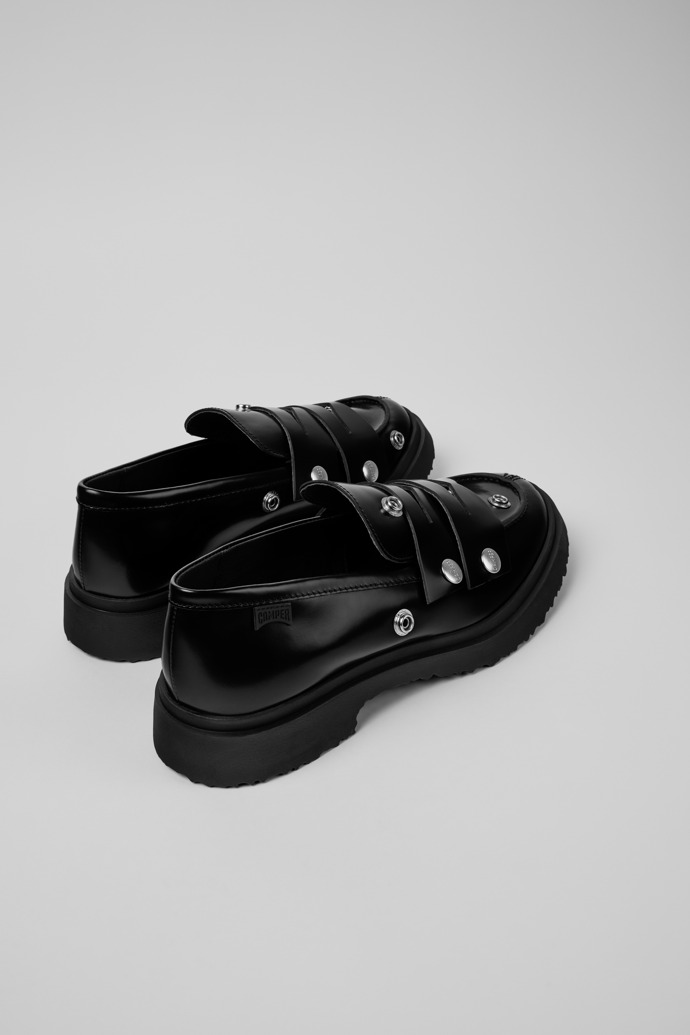 Twins Black Leather Moccasins for Men.