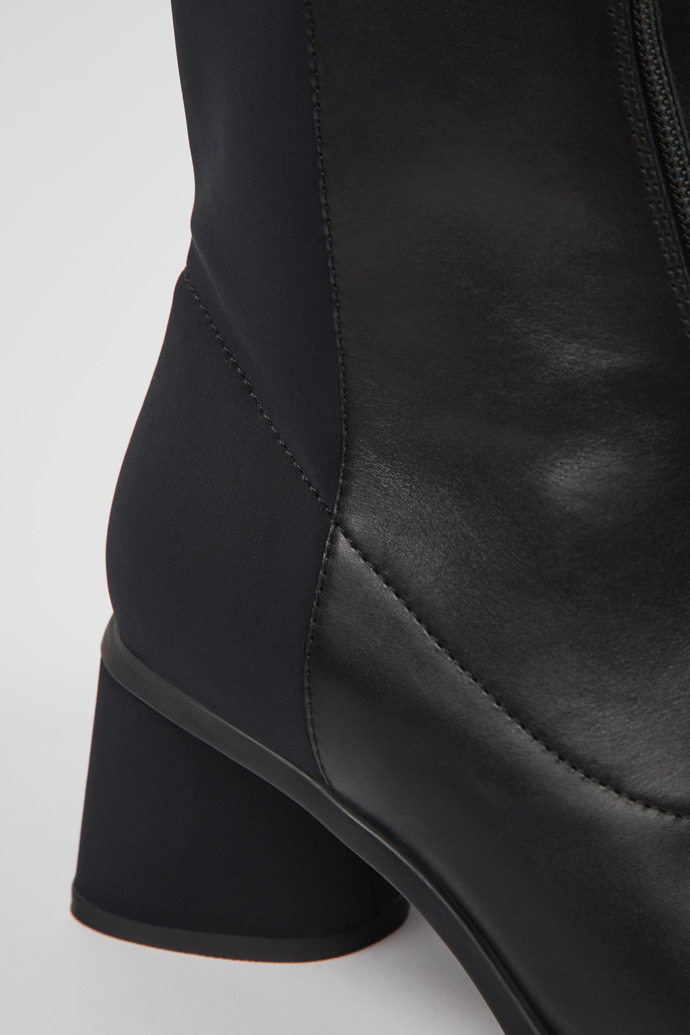 Kiara Black leather and recycled PET boots for women