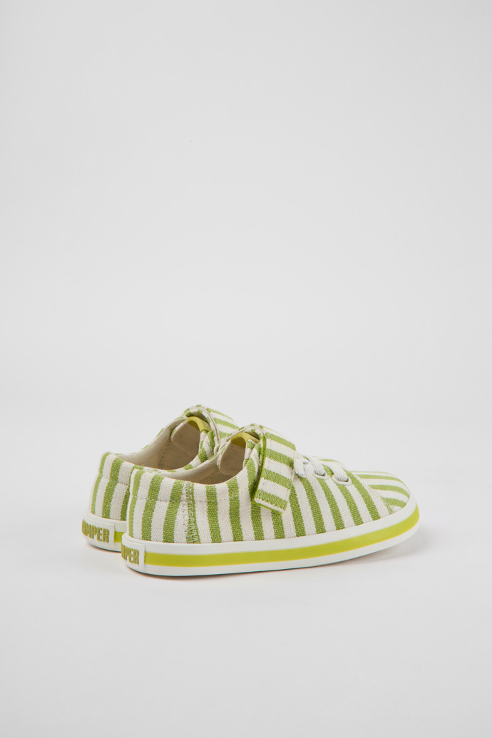 Peu Rambla Green and white striped recycled cotton shoes for kids