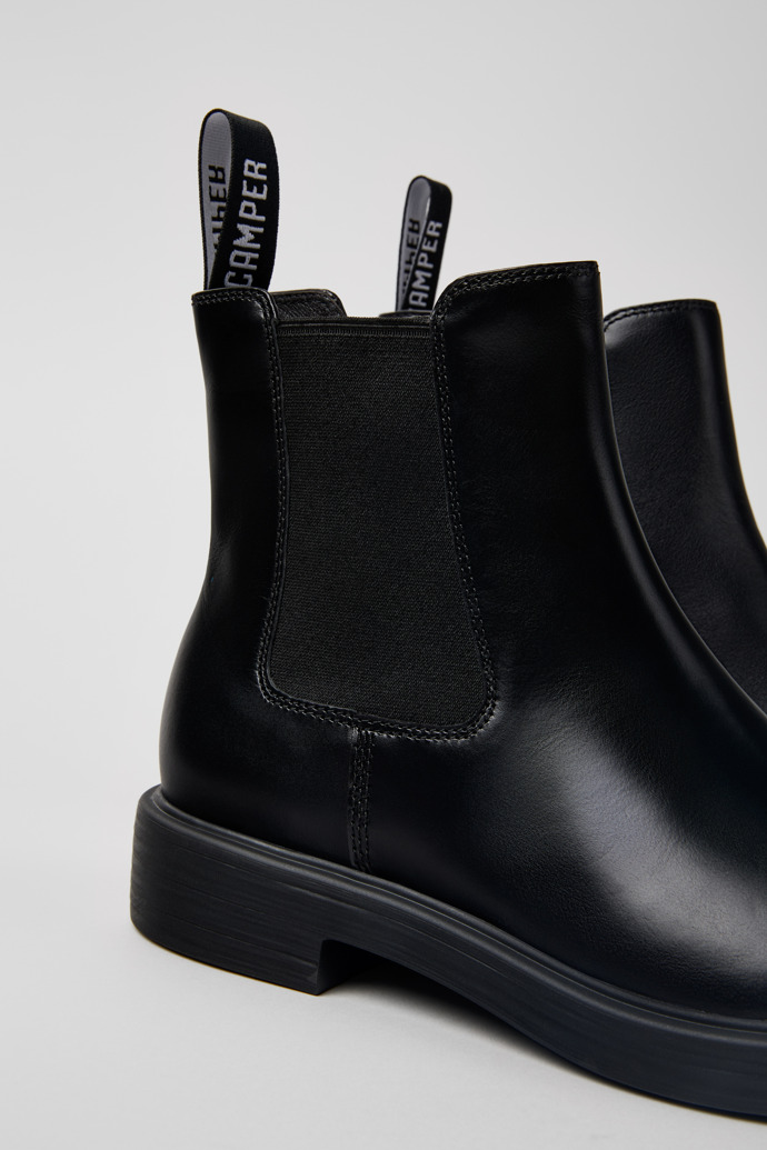 Dean Black Leather Ankle Boots for Men.