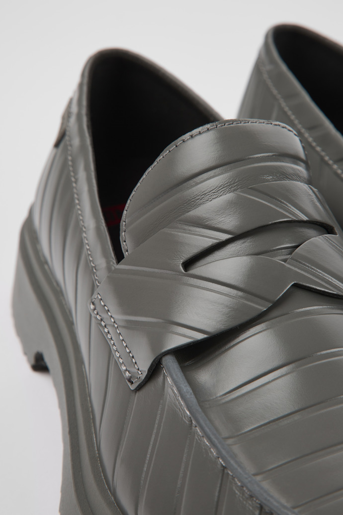 Twins Gray leather loafers for men